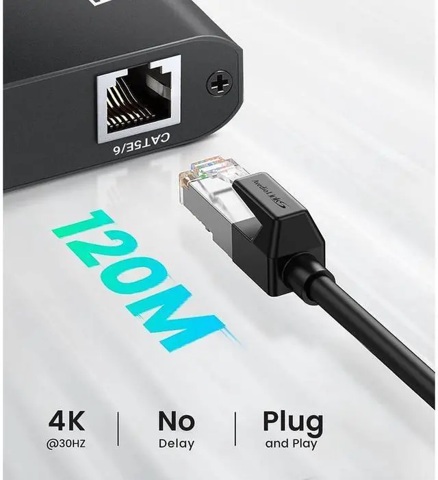 Alt view image 4 of 7 - 4K HDMI Extender, 394ft HDMI Extension Adapter 4K@30Hz 1080P@60Hz HDMI Over Ethernet Transmitter and Receiver with HDMI Loopout, Audio, EDID eokCXOY