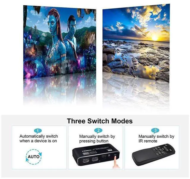 Alt view image 4 of 7 - HDMI Splitter Audio Extractor with Remote Control , 4k@60Hz 2 in 1 out with Optical Toslink SPDIF + Coaxial + 3.5mm Audio Out Supports Auto Scaling, HDCP2.3, HDMI2.0b eokCXOY