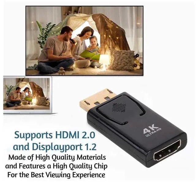 Alt view image 5 of 7 - DP to HDMI Adapter - DisplayPort to HDMI Adapter - 4K UHD @60Hz, 3D Resolutions up to 3840x2160p@60Hz, 1-Pack eokCXOY