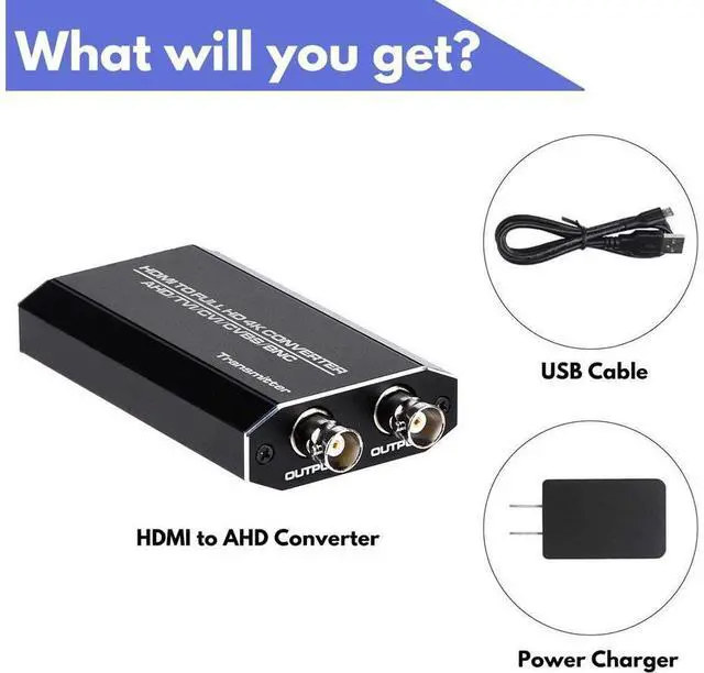 Alt view image 6 of 7 - 1 HDMI to 2 AHD BNC Converter 1080p TVI AHD Repeater HDMI to AHD Converter with AHD Loopout 500M Repeater eokCXOY