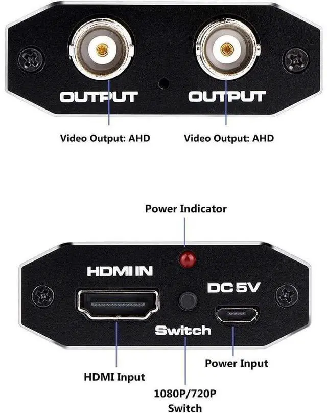 Alt view image 2 of 7 - 1 HDMI to 2 AHD BNC Converter 1080p TVI AHD Repeater HDMI to AHD Converter with AHD Loopout 500M Repeater eokCXOY