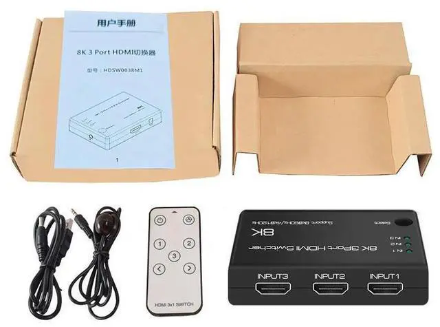 Alt view image 7 of 7 - 4K @120Hz 8K @60Hz HDMI 2.1 Switch 3x1, 8K 40Gbps HDMI Switch 3 in 1 Out, 8K UHD Signal Switcher, Supports HDR HDCP2.3 for Fire Stick, HDTV, PS4/5, Game Consoles with Remote Control eokCXOY