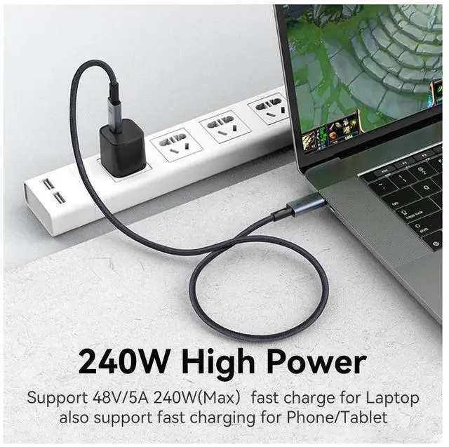Alt view image 2 of 7 - USB C to USB C Cable 240W, USB 4 Cable Active Thunderbolt 4 Cable 3.3FT / 1M Supports 40Gbps Data Transfer, Single 8K 60Hz/Dual 4K Displays Compatible with Thunderbolt 4, Mobile Phone, Notebook, MAC