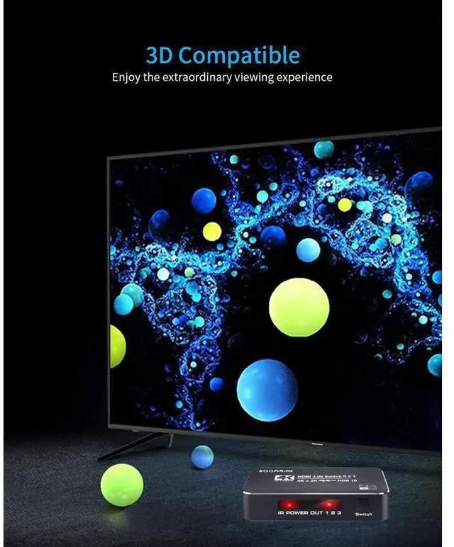 Alt view image 7 of 7 - 4K HDR HDMI Switch, 3 Ports 4K 60Hz HDMI 2.0 Switcher Selector with IR Remote, Supports Ultra HD Dolby Vision, High Speed (Max to 18.5Gbps), HDR10, HDCP 2.2 & 3D - OZQ2-2 eokCXOY