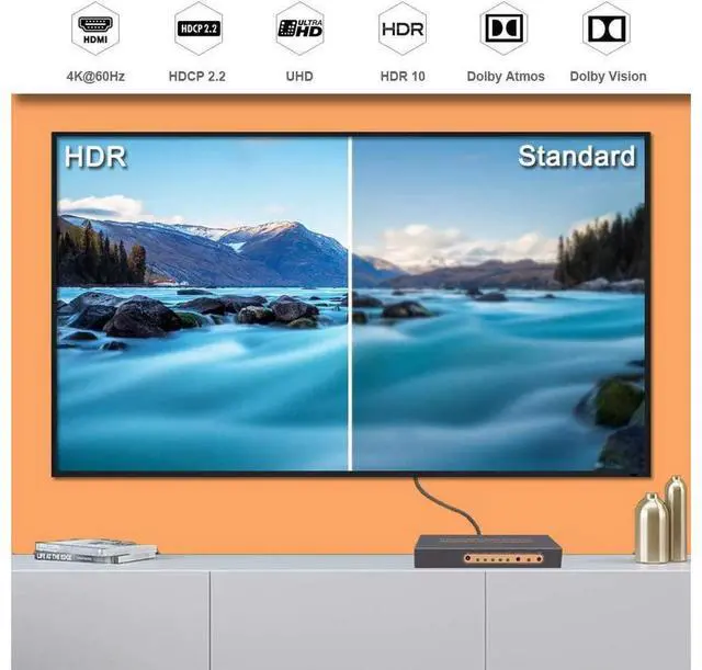 Alt view image 3 of 7 - 5 Port HDMI Switch, 4K @60Hz HDMI Switch with Remote Support HDR10, Dolby Vision, Dolby Atmos, HDCP2.2, YCbCr 4:4:4, CEC eokCXOY