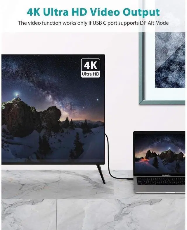 Alt view image 4 of 7 - USB C to USB C 3.1 Gen 2 Cable 10Gbps Data Transfer, 4K Video Output Monitor Cable 100W PD Fast Charging Compatible with Thunderbolt 3, MacBook Pro, iPad Pro, Galaxy S20, Google Pixel - 3.3FT / 1M