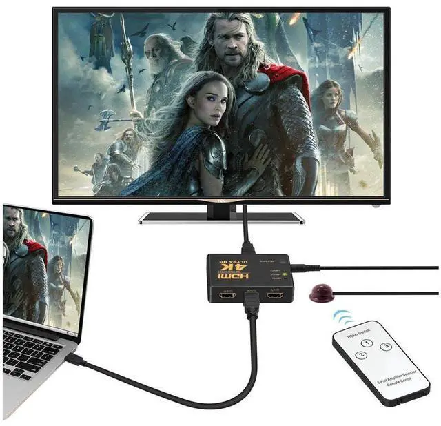 Alt view image 2 of 7 - 3 Port HDMI Switch, hdmi Switch with Remote for Nintendo Switch, PS3/PS4, Xbox and Fire Stick, HDMI Switches Support 1080P, 3D and 4K@30hz, hdmi selector Switch with Power Adapter eokCXOY