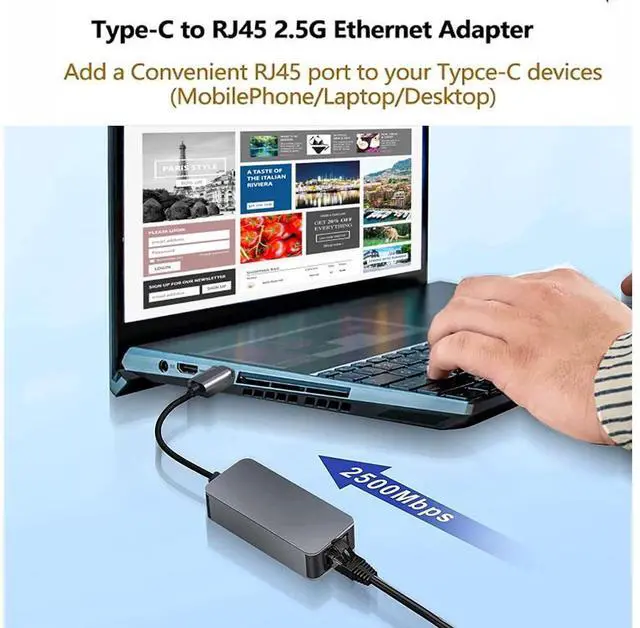 Alt view image 3 of 7 - USB-C to Ethernet Adapter 2.5G, USB Type C to RJ45 LAN Ethernet 2500/1000/100/10Mbps Gigabit Network Adapter for Windows 10,8.1, 8, 7,Vista,XP,Mac OS. eokCXOY