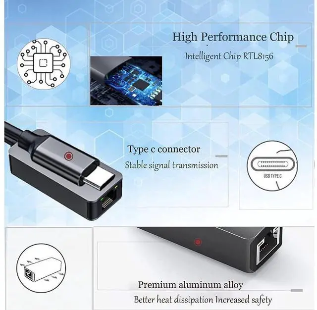 Alt view image 4 of 7 - USB-C to Ethernet Adapter 2.5G, USB Type C to RJ45 LAN Ethernet 2500/1000/100/10Mbps Gigabit Network Adapter for Windows 10,8.1, 8, 7,Vista,XP,Mac OS. eokCXOY
