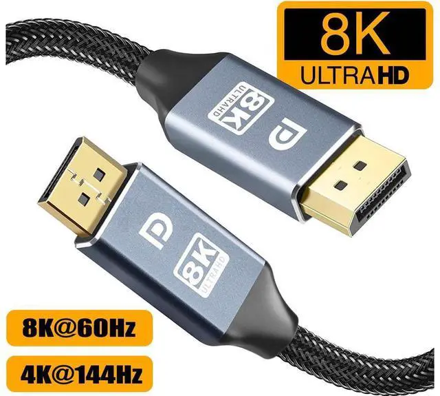 Main image of DisplayPort 1.4 Cable Ultra HD 8K 4K Copper Cord DP 1.4 HBR3 8K@60Hz 4K@144Hz High Speed 32.4Gbps HDCP 3D Slim and Flexible DP to DP Cable for Laptop PC TV Gaming Monitor (6.6ft/2m) eokCXOY