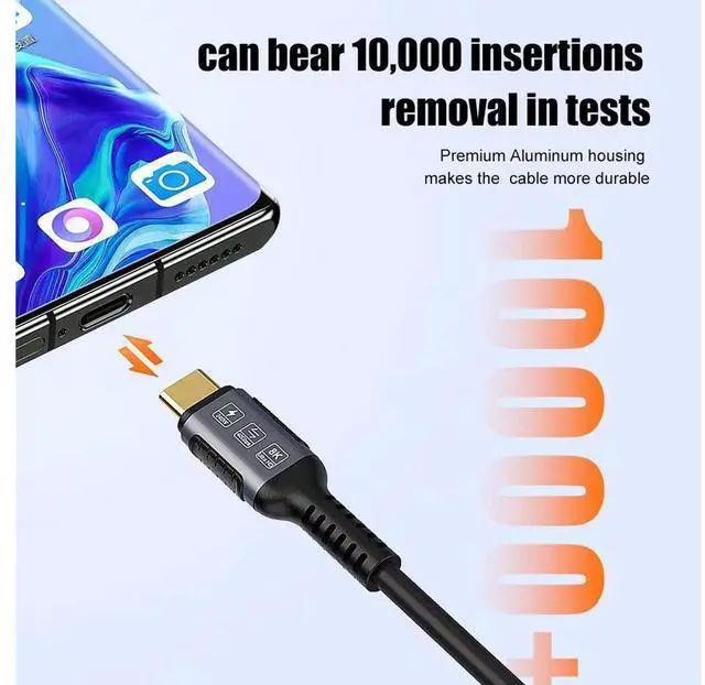 Alt view image 3 of 7 - Gen3 40Gbps USB 4.0 Type C to C 240W Fast Charging Cable 1FT, 240W Type C To USB C Fast Charging Cables 48V 5A USB4 PD3.1 QC5.0 Full Function Thunderbolt 3/4 40Gbps 8K 60Hz Video Data Cable eokCXOY