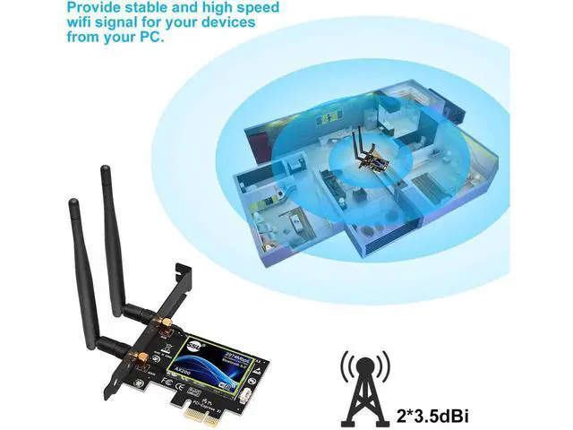 Alt view image 2 of 7 - WiFi 6 AX200 PCI-E WiFi Card, Dual-Band 5GHz/2.4GHz Wireless WiFi Network Adapter for Desktop, Supports Bluetooth 5.0 | MU-MIMO | Only Supports Win 10 64-bit (Black) eokCXOY