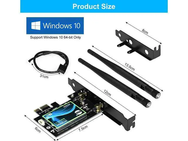 Alt view image 7 of 7 - WiFi 6 AX200 PCI-E WiFi Card, Dual-Band 5GHz/2.4GHz Wireless WiFi Network Adapter for Desktop, Supports Bluetooth 5.0 | MU-MIMO | Only Supports Win 10 64-bit (Black) eokCXOY
