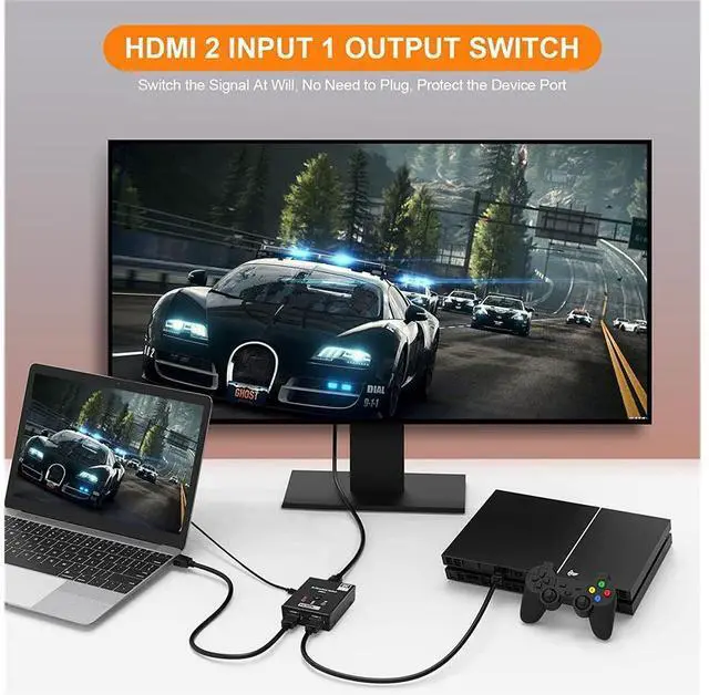 Alt view image 3 of 7 - HDMI Switch 4k@120Hz HDMI Splitter 2 in 1 Out Bi-Directional 1 in 2 Out Switcher Manual HDMI Hub Supports HDCP 2.3 HDR 3D Compatible with PS5/4 Xbox Blu-Ray Player Fire Stick HDTV Monitor eokCXOY