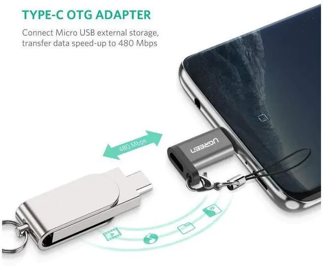 Alt view image 3 of 7 - Micro USB to USB C Adapter with Keychain Compatible Samsung Galaxy S8 New MacBook Pro Pixel XL Nexus 5X 6P, Sony XZ, LG V20 G5 G6 eokCXOY