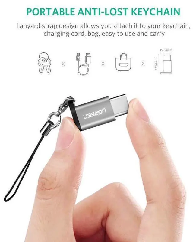 Alt view image 4 of 7 - Micro USB to USB C Adapter with Keychain Compatible Samsung Galaxy S8 New MacBook Pro Pixel XL Nexus 5X 6P, Sony XZ, LG V20 G5 G6 eokCXOY