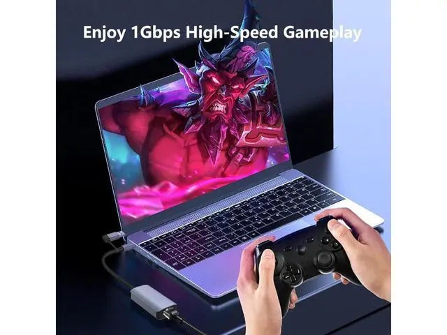 Alt view image 5 of 7 - USB C to Ethernet Adapter, USB 3.0 Network Adapter, USB to 1000Mbps Gigabit RJ45 LAN Ethernet Adapter, Aluminum Gigabit LAN Wire Adapter Compatible with Mac-Book, Steam Deck, i-Pad, TV Box, etc.