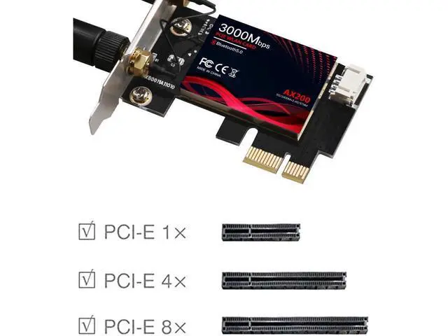 Alt view image 6 of 7 - WiFi 6 AX200 PCIE WiFi Card, Dual Band 5GHz/2.4GHz Wireless WiFi Network Adapter for PC, Bluetooth 5.0 | MU-MIMO | Ultra-Low Latency PCI-E Card, Support Win 10 64-bit Only (Black) eokCXOY