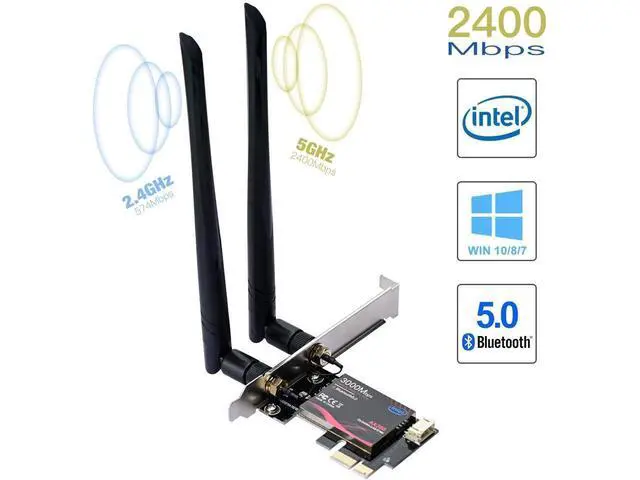 Alt view image 2 of 7 - WiFi 6 AX200 PCIE WiFi Card, Dual Band 5GHz/2.4GHz Wireless WiFi Network Adapter for PC, Bluetooth 5.0 | MU-MIMO | Ultra-Low Latency PCI-E Card, Support Win 10 64-bit Only (Black) eokCXOY