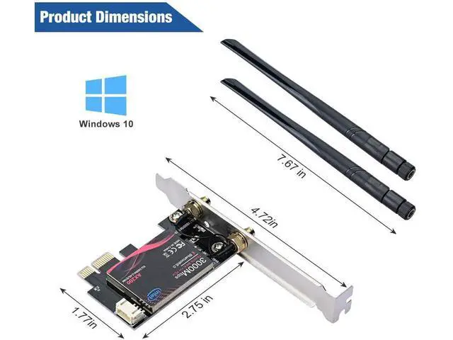 Alt view image 7 of 7 - WiFi 6 AX200 PCIE WiFi Card, Dual Band 5GHz/2.4GHz Wireless WiFi Network Adapter for PC, Bluetooth 5.0 | MU-MIMO | Ultra-Low Latency PCI-E Card, Support Win 10 64-bit Only (Black) eokCXOY