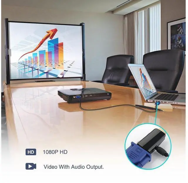 Alt view image 7 of 7 - HDMI to VGA Adapter with Audio Cable, Gold-Plated 1080P HDMI to VGA Converter with 3.5mm Audio Port for PC,Laptop,DVD,Projector,HDTV,Xbox,STB,Intel Nuc,Chromebook,Android TV Box -Black