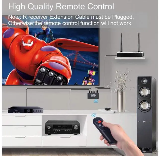 Alt view image 4 of 7 - 3 Port Optical Switcher Splitter 3 in 1 Out, with 2 Way Spdif Toslink Optical Splitter/IR Remote Control Optical Switcher Splitter, 3 Port Spdif Toslink Optical Switch eokCXOY