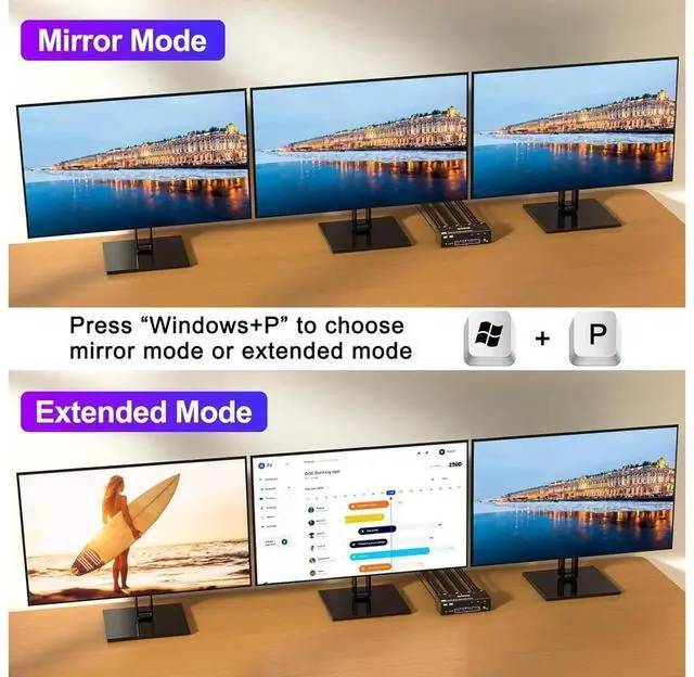 Alt view image 4 of 7 - USB 3.0 KVM Switch 3 PC 3 Monitors, 2 Displayport + HDMI Triple Monitors KVM Switch, 8K@60Hz KVM Switch 4K@144Hz, DP + DP + HDMI KVM Switch for 3 PC Share Mouse, Keyboard and 4 USB 3.0 Devices eokCXOY