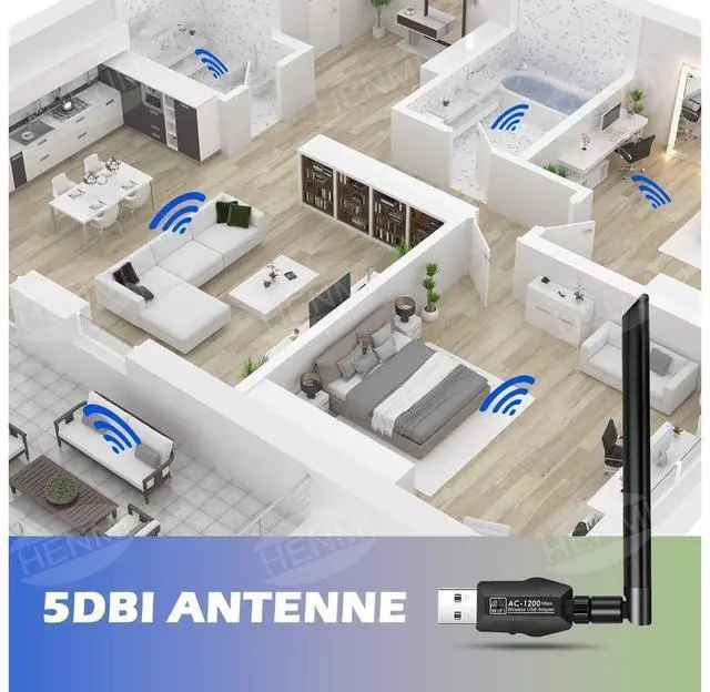 Alt view image 6 of 7 - Wifi Dongle, WLAN USB 3.0 Adapter Dual-band 1200 Mbps, for PC/desktop/laptop, Wireless Adapter 5.8G/867Mbps + 2.4G/300Mbps, PC Windows 10/XP/Win7/8/8.1/Linux/Mac OS eokCXOY