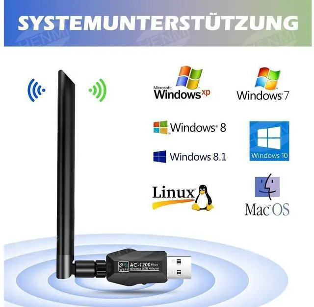 Alt view image 5 of 7 - Wifi Dongle, WLAN USB 3.0 Adapter Dual-band 1200 Mbps, for PC/desktop/laptop, Wireless Adapter 5.8G/867Mbps + 2.4G/300Mbps, PC Windows 10/XP/Win7/8/8.1/Linux/Mac OS eokCXOY