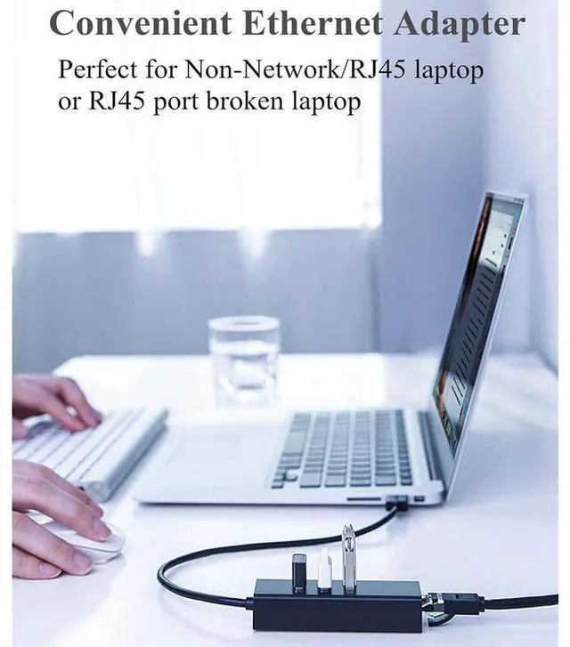 Alt view image 6 of 7 - USB to Ethernet Adapter, 3-Port USB 3.0 Hub with RJ45 10/100/1000 Gigabit Ethernet Adapter Converter LAN Wired USB Network Adapter for Ultrabooks, Notebooks, Tablets and More eokCXOY