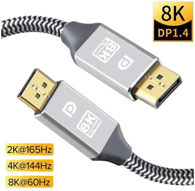 Main image of 8K DisplayPort 1.4 Cable, DP Cable Nylon Braided -(4K 144Hz, 8K 60Hz) Gold-Plated Ultra High Speed DisplayPort to DisplayPort Cable for Laptop PC TV etc- Gaming Monitor Cable (6.6ft / 2M) eokCXOY
