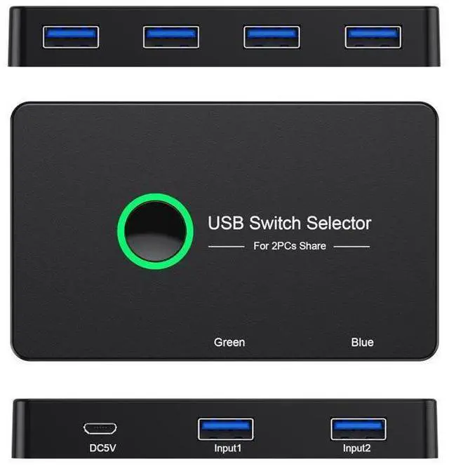 Alt view image 2 of 7 - USB KVM Switch Selector Box USB 3.0 2.0 Switcher 2 Port PCs Sharing 4 Devices for Keyboard Mouse Printer Monitor with 2 USB Cable eokCXOY