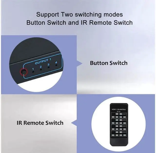 Alt view image 5 of 7 - HDMI Matrix Switch 4x4, 4 Ports HDMI Matrix 4 in 4 Out with IR Remote Control, Support HDMI 1.4, 1080P@60Hz, 3D, YUV 4:2:0 (Black) eokCXOY