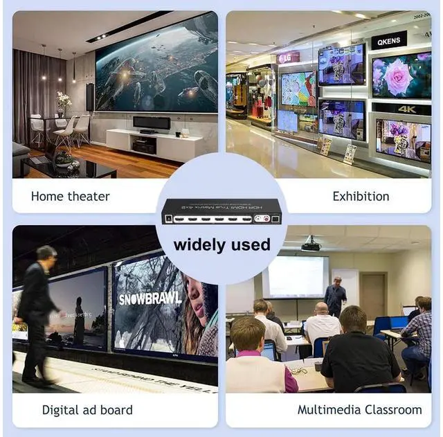 Alt view image 6 of 7 - 8K@60Hz HDMI Matrix Switch 4x2 with ARC, 4 in 2 Out HDMI2.1 Matrix HDMI Video Switcher Splitter+ Optical &L/R Audio Extractor, Support 4K @120Hz HDR10 HDCP2.3 Auto Downscale with IR Remote eokCXOY