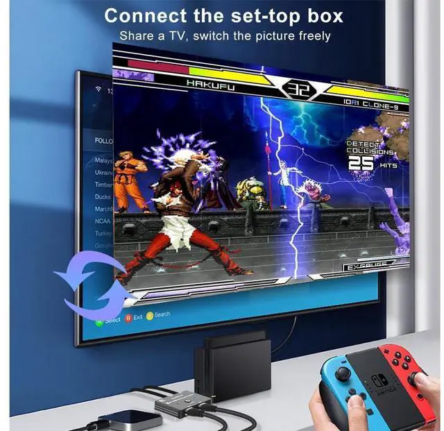 Alt view image 4 of 7 - HDMI 8K HD 2.1 Bi-Directional Switch 8K@60Hz 4K@120Hz 1 in 2 out / 2 in 1 out High Speed 48Gbps Splitter for Xbox X PS5 - Gray eokCXOY