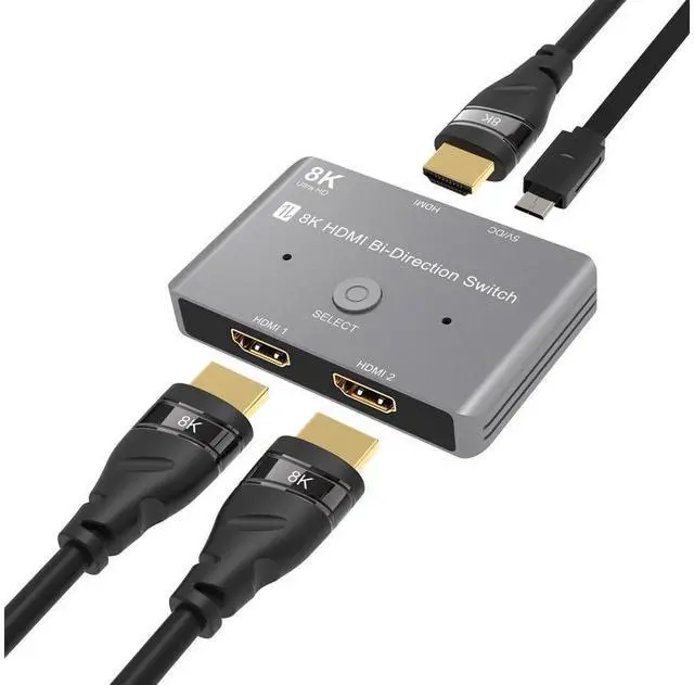 Alt view image 2 of 7 - HDMI 8K HD 2.1 Bi-Directional Switch 8K@60Hz 4K@120Hz 1 in 2 out / 2 in 1 out High Speed 48Gbps Splitter for Xbox X PS5 - Gray eokCXOY