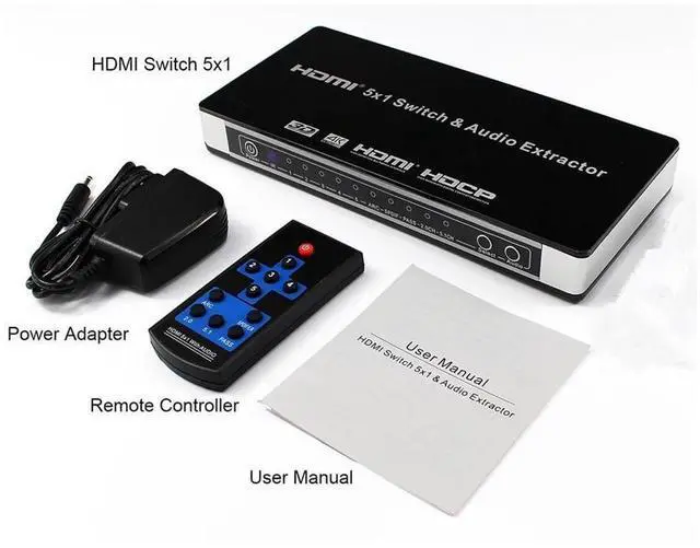 Alt view image 7 of 7 - 5 Port 4K @30Hz HDMI Switch HDMI Switcher, 5 Port 5x1 HDMI Switcher Splitter Box HDMI 1.4 Audio Extractor Supports 1080P Ultra HD 4K Full HD 3D ARC with Remote eokCXOY