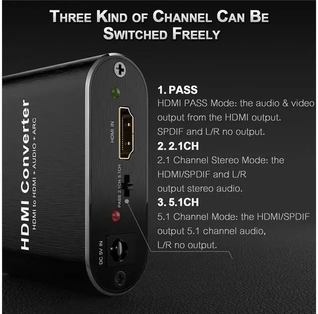 Alt view image 3 of 7 - 4K@60Hz HDMI Audio Extractor Splitter, 4K HDMI to HDMI Audio Converter + Optical Toslink SPDIF + 3.5mm Audio, 5.1 ARC Audio, HDMI Adapter for Fire Stick, Blu-Ray Player,OZV8 eokCXOY