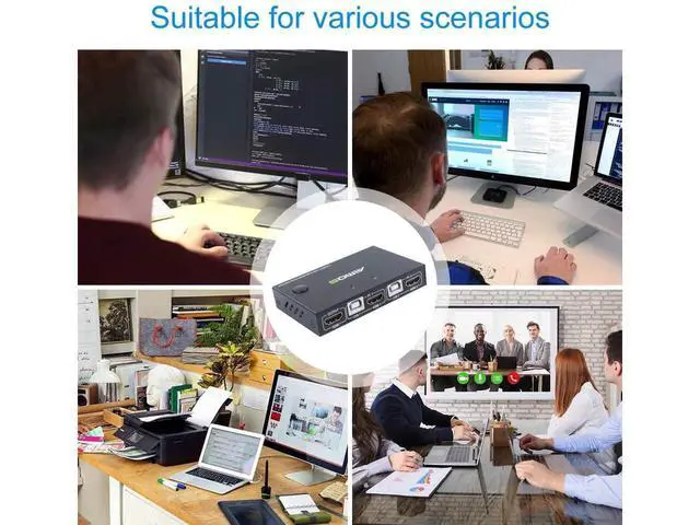 Alt view image 6 of 7 - KVM Switch, USB Switch 4K HDMI Switcher Box 2 In 1 Out For 2 Computers Share Keyboard And Mouse Support 4K @30Hz, Not support Hotkey, With HUB Ports