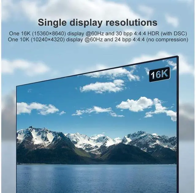 Alt view image 4 of 7 - DisplayPort 2.0 Ultra HD 16K 10K 8K 4K DP1.4 DP1.2 HBR3 16K(15360x8640) @60Hz 10K/8K @60Hz 4K @165Hz 144Hz High Speed 80Gbps HDCP 3D Slim and Flexible DP to DP Cable (1M 3.3FT) eokCXOY