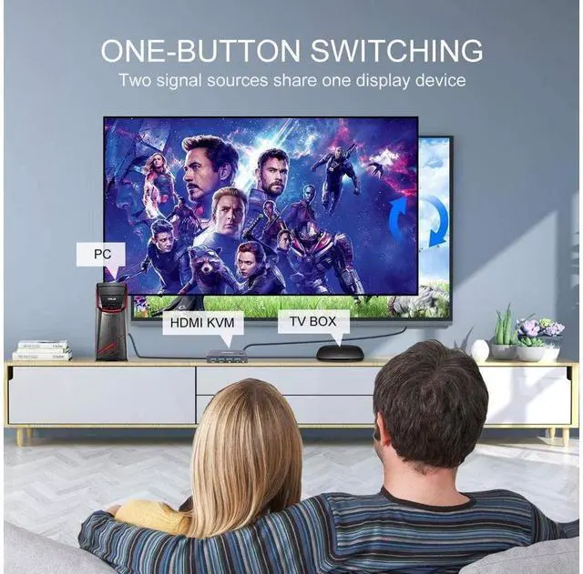 Alt view image 4 of 7 - KVM Switch HDMI 2 Port Box, AIMOS USB and HDMI Switches 4 USB Hub, UHD 4K@30Hz, for 2 Computers Share Keyboard Mouse and one HD Monitor, Not support Hotkey, With HUB Ports eokCXOY