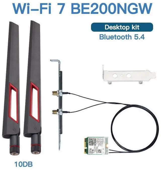 Main image of BE200NG Wi-Fi 7 Desktop Kit 8774Mbps (6G+5G+2.4G) with Bluetooth 5.4, 802.11 be200 M.2 WiFi Card Tri-Band Wireless Network Adapter for PC, Supports Windows 11, 10 (64bit) only.