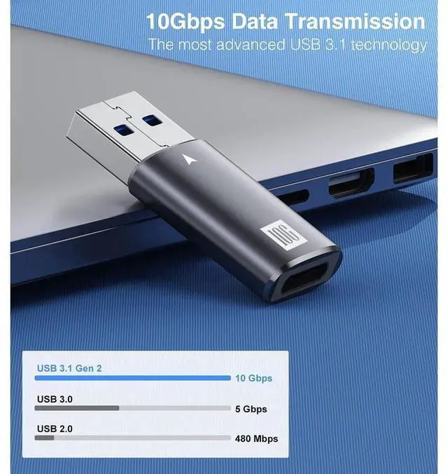 Alt view image 3 of 7 - [2 Pack] USB C Female to USB Male Adapter, [10Gbps] USB 3.1 A to USB C Adapter SuperSpeed Data Sync. USB 3.1 Gen 2 Type C to USB A Charger Connector for PC Laptop Power Bank, Type-C Earphone.. eokCXOY