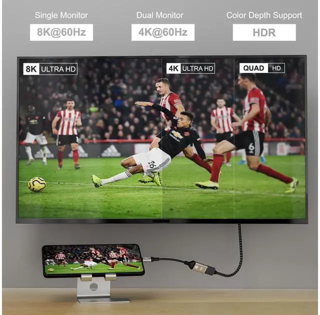 Alt view image 5 of 7 - USB Type C To HDMI Adapter Ultra HD 8K USB C HDMI 2.1 Male To Female Cable Thunderbolt 3 For MacBook HUAWEI Samsung eokCXOY