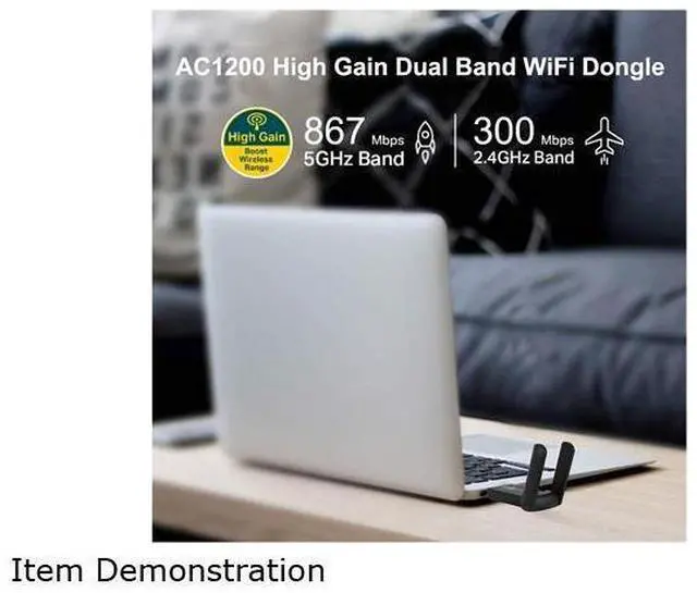 Alt view image 6 of 7 - USB WiFi Adapter for PC 1200Mbps Wireless Network Adapter WiFi Dongle Stick for Desktop Dual Band 2.4GHz/300Mbps 5.8GHz/867Mbps USB 3.0 Compatible with Win XP/7/8/10/vista, Mac 10.6-10.15, Linux