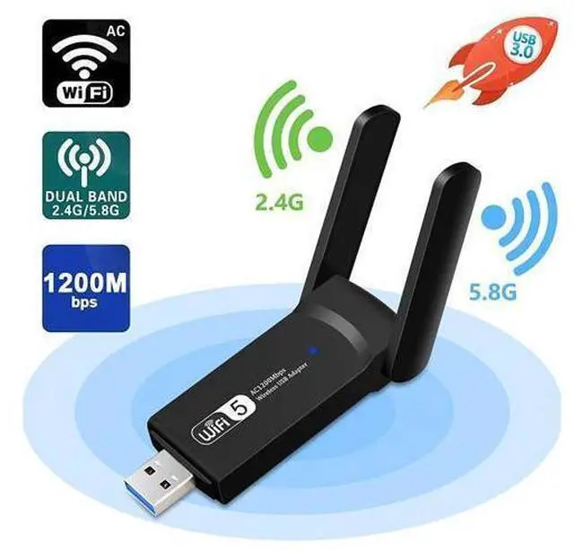Main image of USB WiFi Adapter for PC 1200Mbps Wireless Network Adapter WiFi Dongle Stick for Desktop Dual Band 2.4GHz/300Mbps 5.8GHz/867Mbps USB 3.0 Compatible with Win XP/7/8/10/vista, Mac 10.6-10.15, Linux