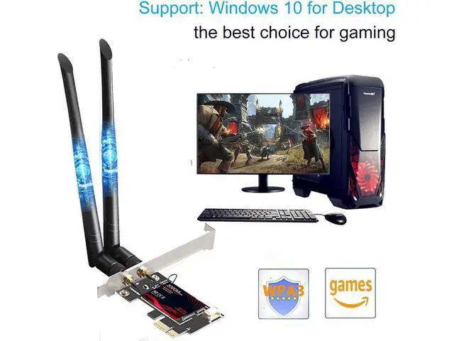Alt view image 4 of 7 - WiFi 6 PCIe WiFi Card for PC with Shield Cover| 802.11AX Dual Band 2.4G/574M 5.8G/2400M Wireless Network Card | Bluetooth 5.0 | Intel AX200 | MU-MIMO | Low Latency | Support Win 10 64bit eokCXOY