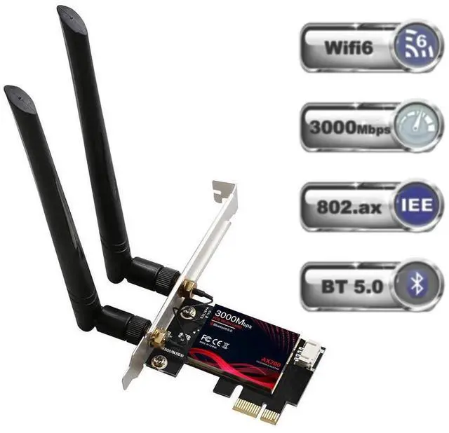 Main image of WiFi 6 PCIe WiFi Card for PC with Shield Cover| 802.11AX Dual Band 2.4G/574M 5.8G/2400M Wireless Network Card | Bluetooth 5.0 | Intel AX200 | MU-MIMO | Low Latency | Support Win 10 64bit eokCXOY