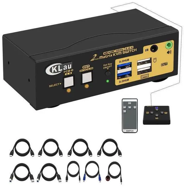 Main image of CKL 2 Port USB 3.0 Matrix HDMI KVM Switch Dual Monitor 4K60Hz Supports Simulation EDID with Audio, Cables for 2 PCs 2 Monitor eokCXOY
