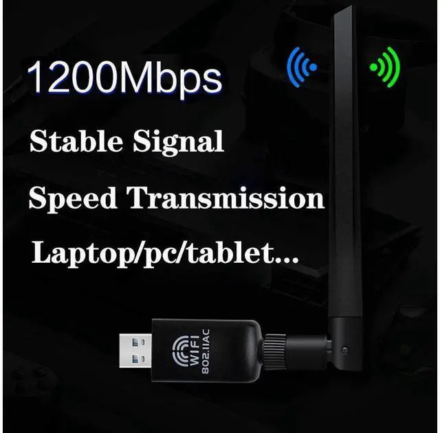Alt view image 4 of 6 - USB WiFi Adapter 1200Mbps, USB Wireless Network Adapter WiFi Card/Dongle/Antenna, 5GHz Wireless Adapter for Desktop/PC/Laptop,Support Win10/8/7/XP/Vista Mac OS eokCXOY